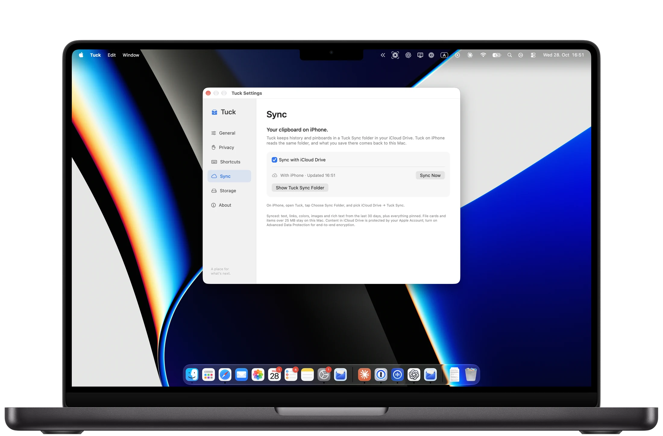 Sync settings on MacBook Pro